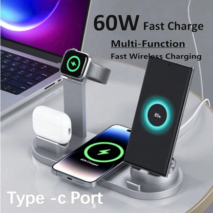 ChargeHub™ Pro 4-in-1 Wireless Dock – One Stand. Total Power. Zero Clutter
