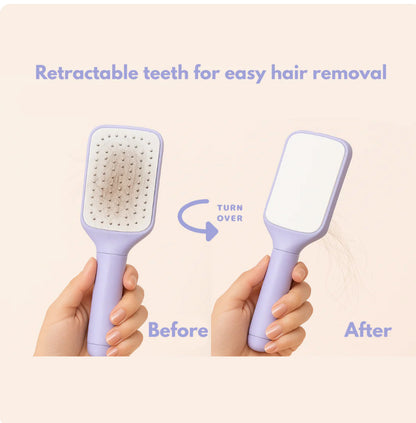 Automatic Hair Cleaning Comb with Rotating Teeth - Self-Cleaning Hairbrush, Extendable & Retractable Handle